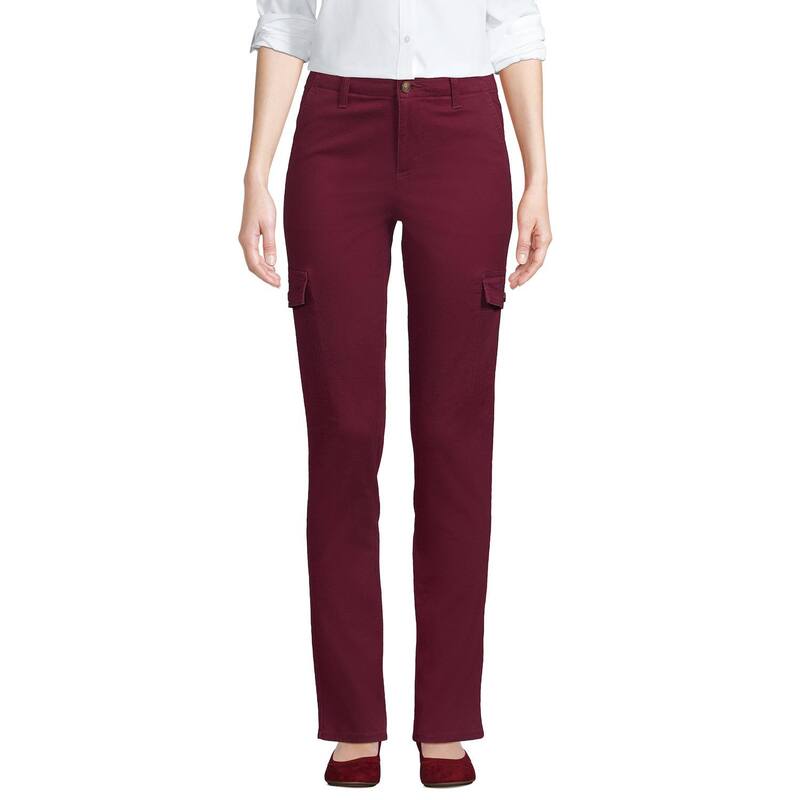 ランズエンド レディース ボトムス カジュアルパンツ Women's Lands' End Mid Rise Slim Cargo Chino Pants Rich Burgundy バーガンディ