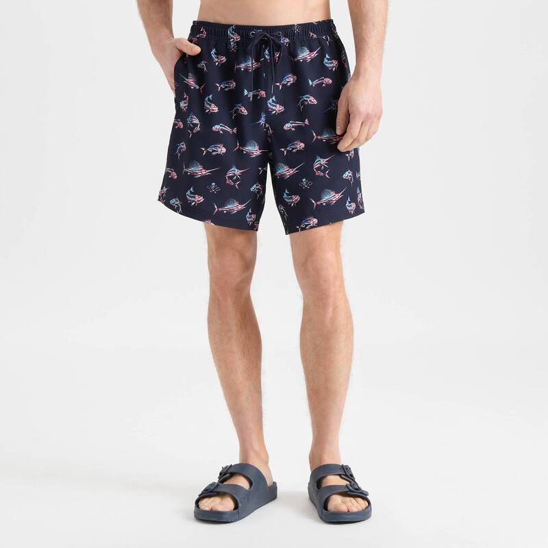 ソルトライフ メンズ 水着 ハーフパンツ・ショーツ Men'salt Life 7-Inch Palm Haze Volley Swim Trunks Navy ネイビー｜ReVida 店