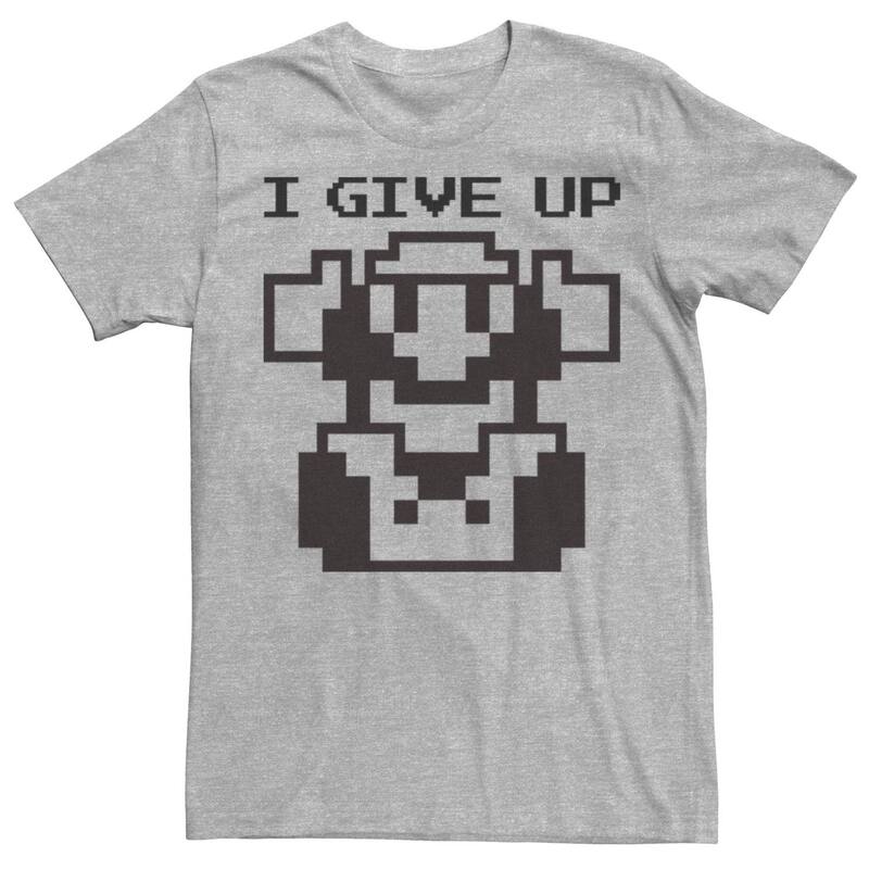 アニメキャラクター メンズ トップス Tシャツ Licensed Character Men's Nintendo Super Mario I Give Up 8-Bitee Athletic Heather ヘザー