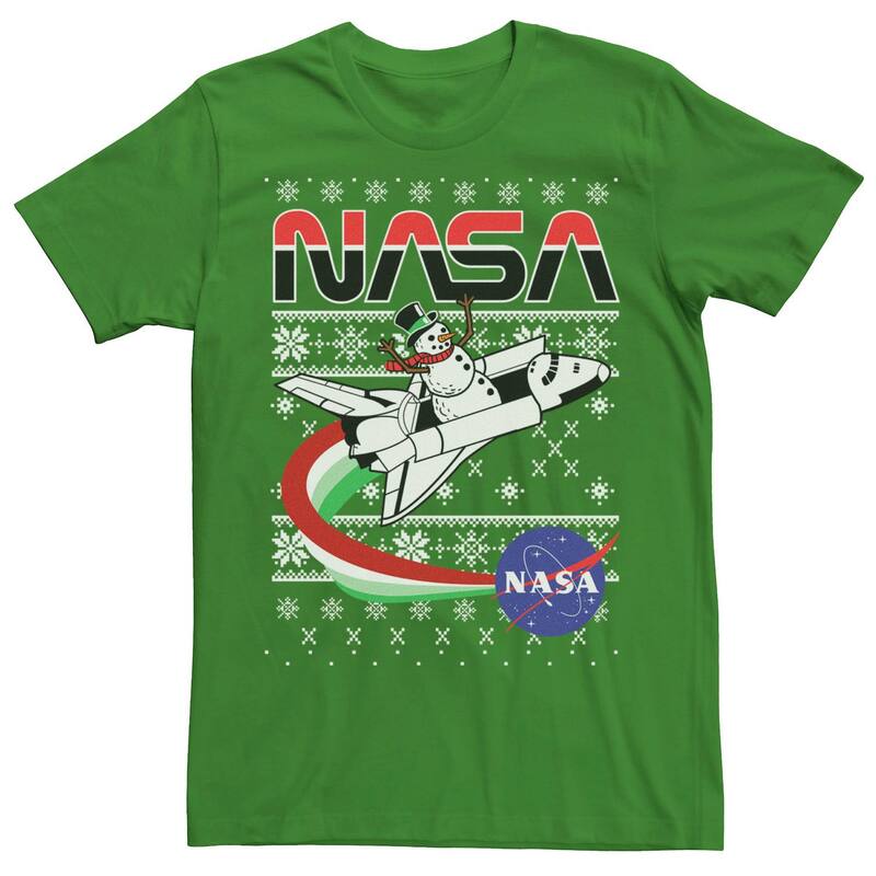 アニメキャラクター メンズ トップス Tシャツ セーター Licensed Character Men's NASAnta Rocket Ugly Christmasweater Tee Kelly