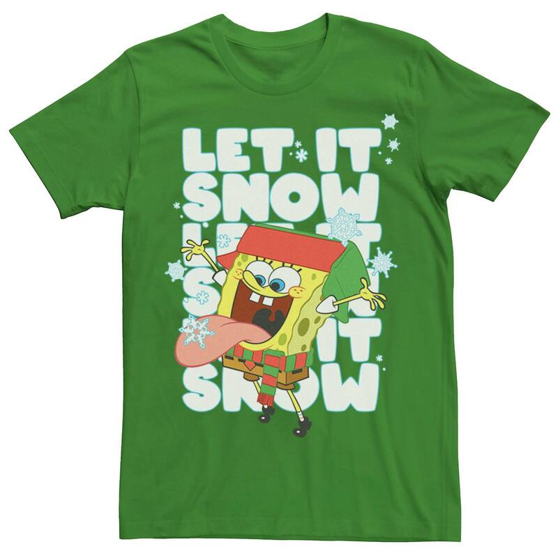 アニメ人となり メンズ トップス ティーシャツ ズボン下 Licensed Character Men\u0027spongebob Squarepants Let It Snow Tee Kelly Tシャツ・カットソー-トップス-メンズファッション