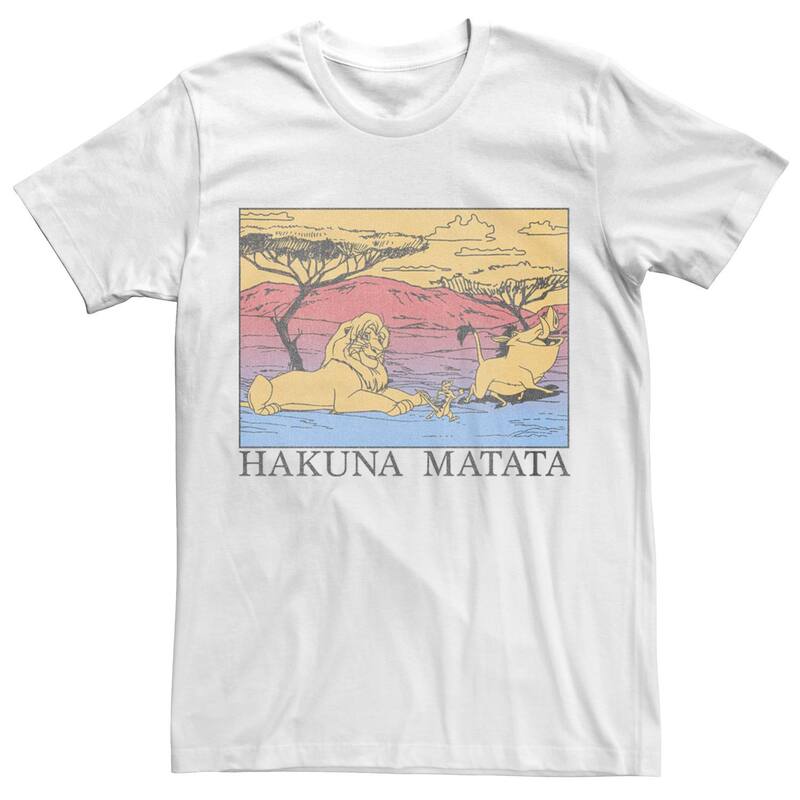 ディズニー メンズ トップス Tシャツ Men's Disney's The Lion King Hakuna Matata Gradientee White ホワイト