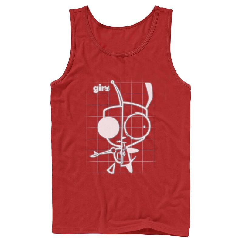 ニコロデオン メンズ トップス ティーシャツ グラフィック Men\u0027s Nickelodeon Invader Zim X-Ray Schematic GIR Graphic Tank Top Red 赤いこと メンズファッション-トップス-Tシャツ・カットソー