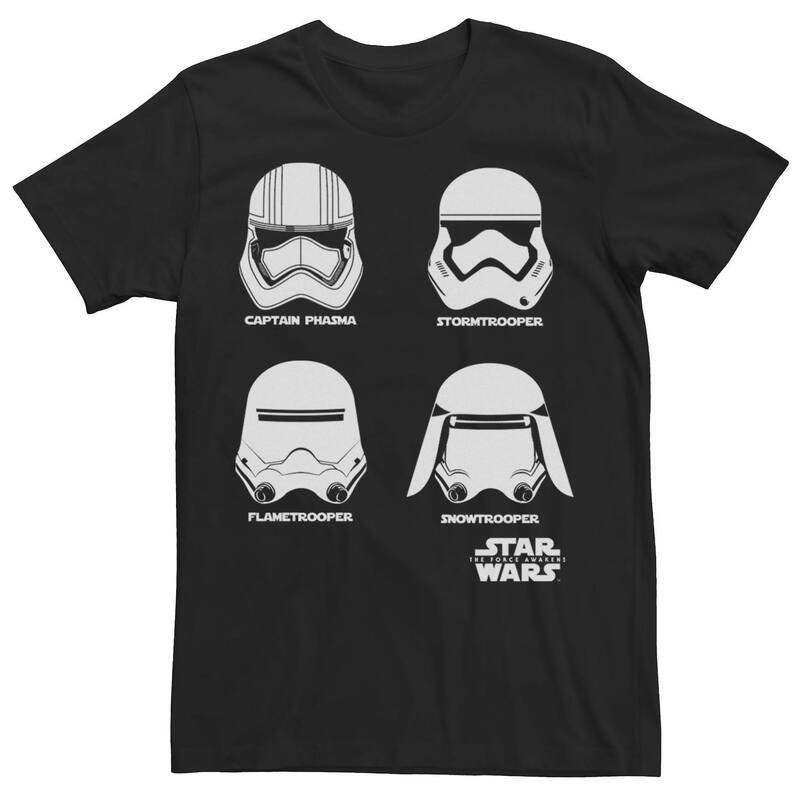 はやりっ児 ウォーズ メンズ トップス ティーシャツ 鳥打ち帽 Men\u0027star Wars The Force Awakens Captain Phasma Trooper Helmets Tee Black 黒いこと Tシャツ・カットソー-トップス