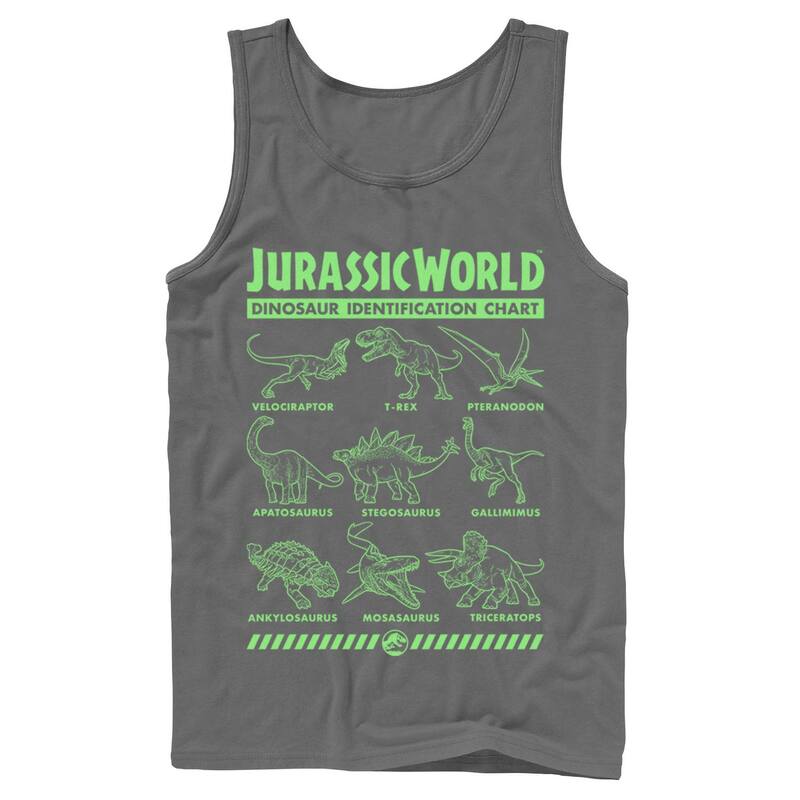 アニメキャラクター メンズ トップス Tシャツ Licensed Character Men's Jurassic World Two Dino Gradient ID Chartank Top Charcoal チャコール