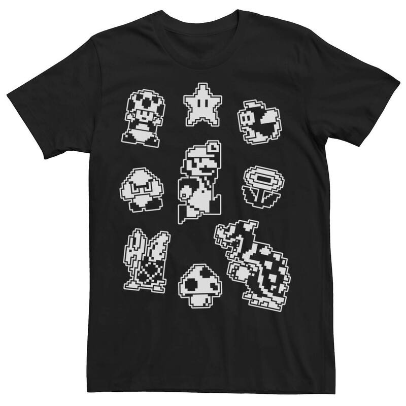 アニメ人となり メンズ トップス ティーシャツ Licensed Character Men\u0027super Mario 8-Bit Character Toss Up Tee Black 黒いこと Tシャツ・カットソー-トップス