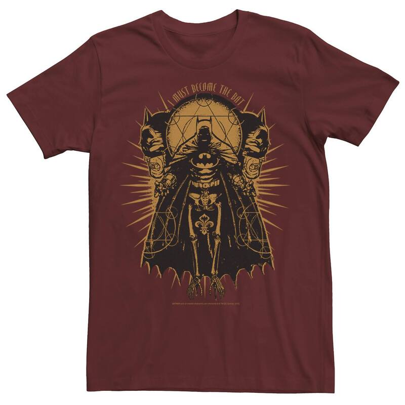 アニメキャラクター メンズ トップス Tシャツ Licensed Character Men's DComics Batman Skeleton Sketch Poster Tee Cardinal
