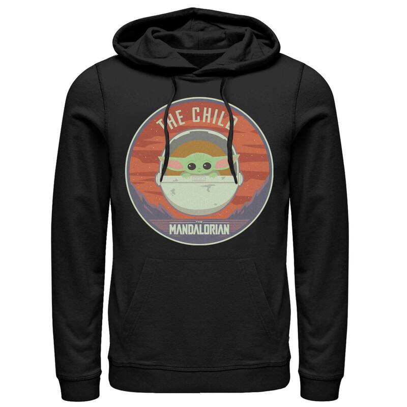 アニメキャラクター メンズ アウター パーカー・スウェット Licensed Character Mentar Wars The Mandalorian The Child Bassinet Badge Hoodie Black ブラック