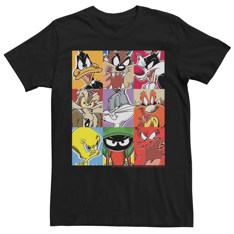 アニメ人となり メンズ トップス ティーシャツ Licensed Character Men\u0027s Looney Tunes Group Shot Comic Box Up Tee Black 黒いこと メンズファッション-トップス-Tシャツ・カットソー