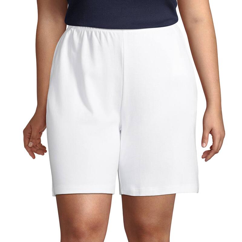 ランズエンド レディース ボトムス ハーフパンツ・ショーツ プラスサイズ ショートパンツ ニット Plusize Lands' End Sport Knit Pull-On Shorts White ホワイト|ReVida 店