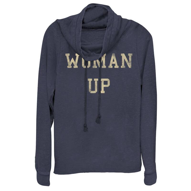 アンブランデッド レディース トップス ティーシャツ グラフィック Unbranded Women\u0027s Woman Up Bold Cowlneck Graphic Lightweight Long Sleeve Navy 米国海軍 レディースファッション-Tシャツ・カットソー-トップス