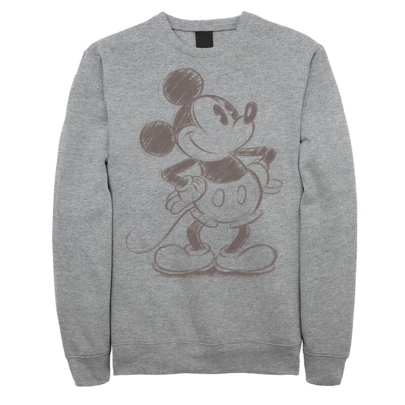 ディズニー メンズ アウター パーカー・スウェット シャツ Disney's Mickey Mouse Pencil Sketch Original Men'sweatshirt Athletic Heather ヘザー
