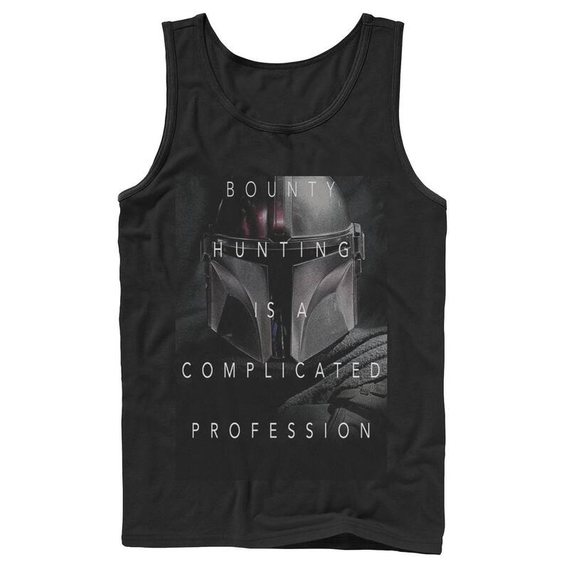 アニメキャラクター メンズ トップス Tシャツ Licensed Character Men'star Wars The Mandalorian Complicated Profession Dark Poster Tank Top Black ブラック