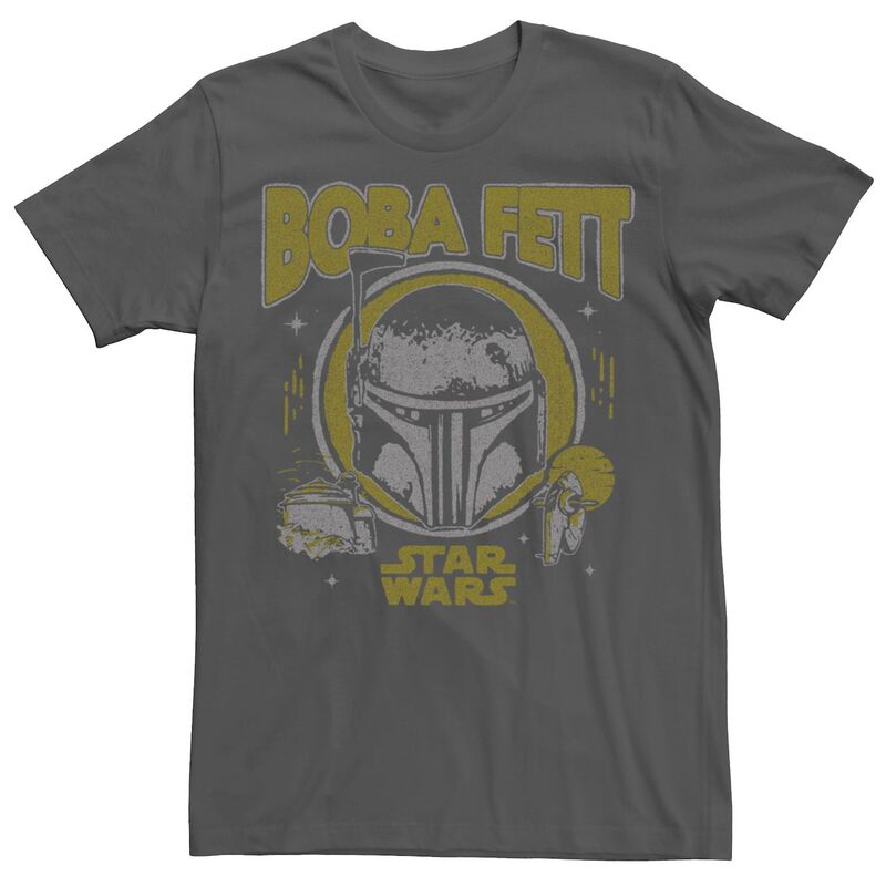 アニメキャラクター メンズ トップス Tシャツ Licensed Character Men'star Wars Boba Fett Head Shotee Charcoal チャコール