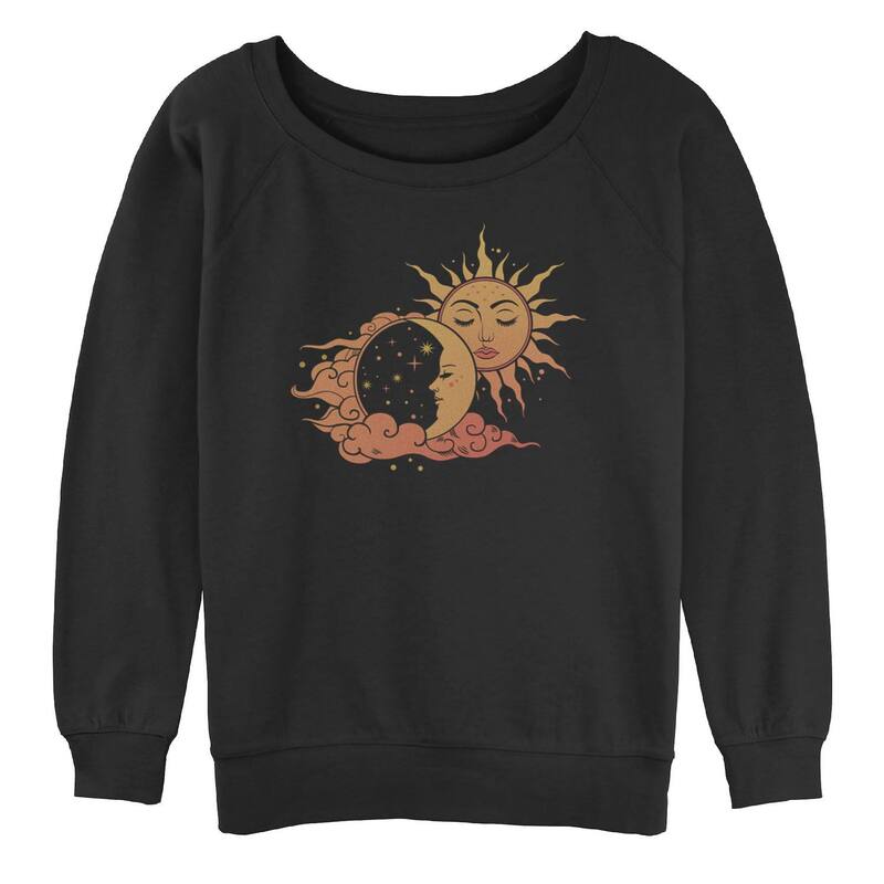 アニメキャラクター レディース アウター パーカー・スウェット シャツ グラフィック Licensed Character Juniors Trendy Sun Moon Eclipse Loversized Graphic Sweatshirt Black ブラック