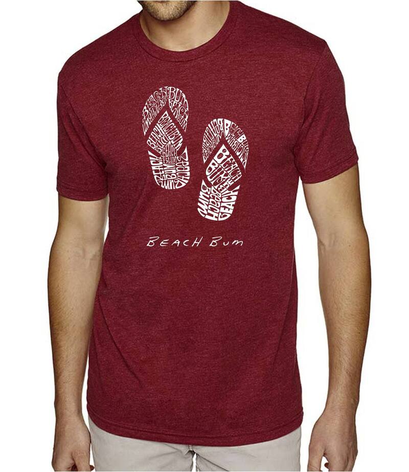 エルエーポップアート メンズ トップス Tシャツ LA Pop Art BEACH BUM - Men's Premium Blend Word Art-Shirt Burgundy バーガンディ