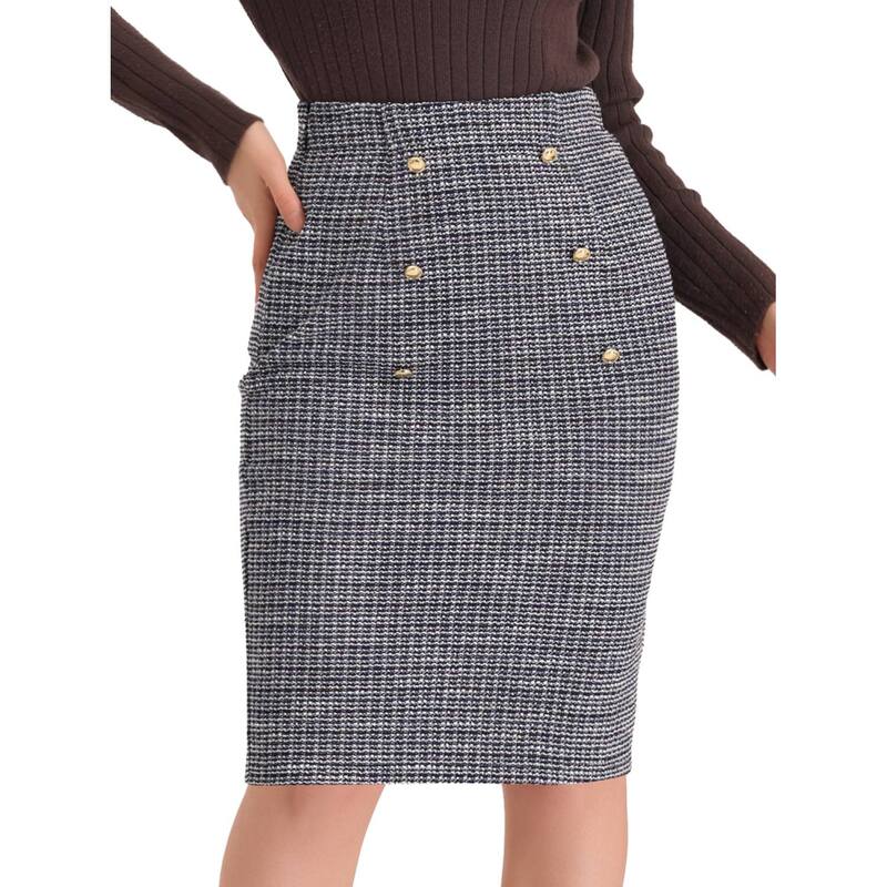 アレグラ ケー レディース ボトムスカート ツイード ALLEGRA K Pencil Tweed Skirt For Women\'s Winter Classic Skirts Black ブラック