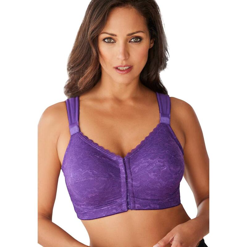 コンフォート チョイス レディース アンダーウェア ブラジャー プラスサイズ Comfort Choice Women's Plusize Front Close Wireless Posture Bra Rich Violet バイオレット｜ReVida 店