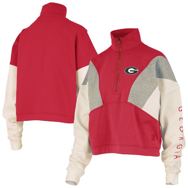 押し付けるボックス席 レディース アウター パーカー・スウェット プルオーバー Women\u0027s Pressbox Red Georgia Bulldogs Ferrara Color Block Quarter-Zip Sweatshirt Uga Red 赤いこと
