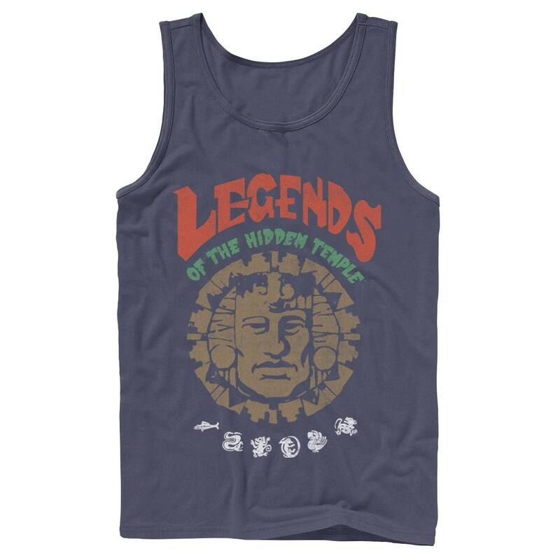 ニコロデオン メンズ トップス ティーシャツ ヴィンテージ Nickelodeon Men\u0027s Legends Of The Hidden Temple Vintage Poster Tank Top Navy 米国海軍 Tシャツ・カットソー-メンズファッション-トップス