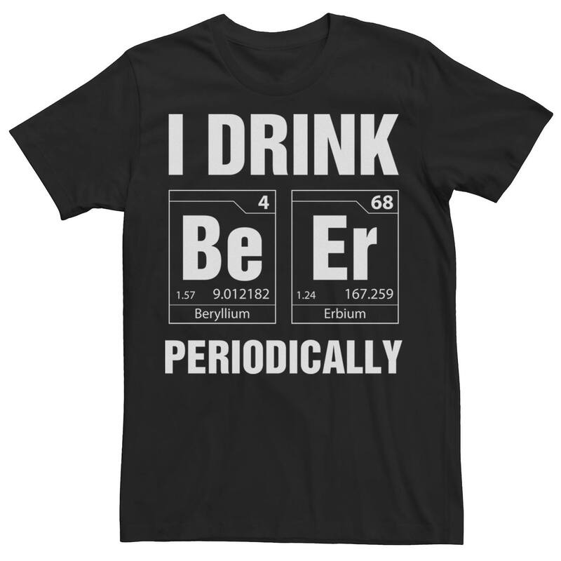 アニメ人となり メンズ トップス ティーシャツ グラフィック Licensed Character Men\u0027s I Drink Beer Periodically Element Squares Graphic Tee Black 黒いこと メンズファッション-トップス-Tシャツ・カットソー