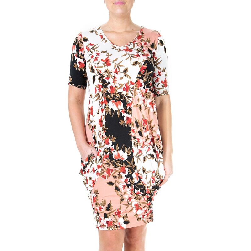 ニナレオナルド レディース トップス ワンピース ドレープリント Women's Nina Leonard Print Draped Tunic Dress Light Rouge Multi マルチカラー