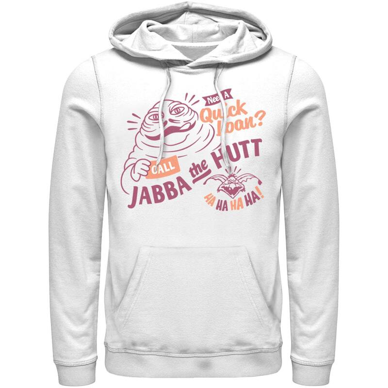 アニメキャラクター メンズ アウター パーカー・スウェット Licensed Character Mentar Wars Jabba The Hutt Need A Quick Loan Hoodie White ホワイト