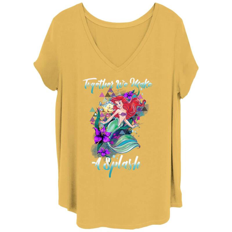 ディズニー レディース トップス Tシャツ プラスサイズ Disney's Little Mermaid Juniors' Plus Tee Ochre