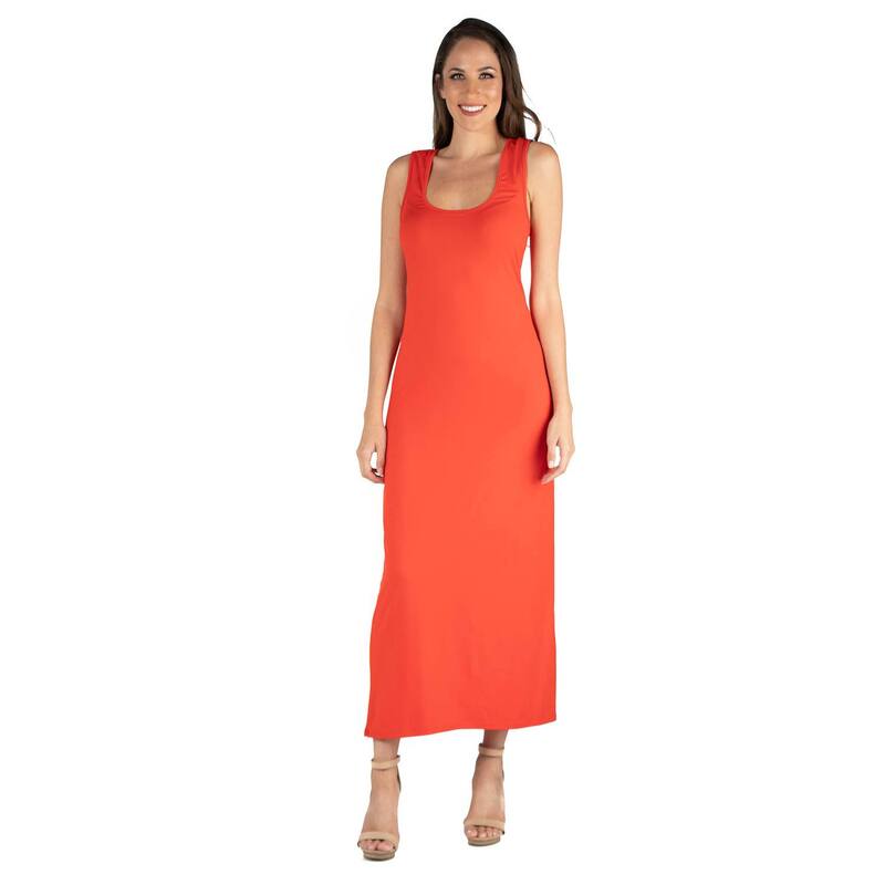 24 セブンコンフォート レディース トップス ワンピース マキシ Women's 24seven Comfort Apparel Scoop Neck Racerback Tank Top Maxi Dress Orange オレンジ｜ReVida 店 7,336円