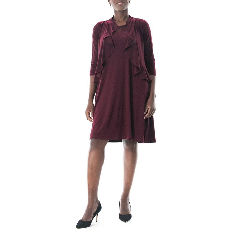 ニナレオナルド レディース トップス ワンピース フリル Women's Nina Leonard Ruffle Bolero & Dresset Berry Gold Silver ゴールド|ReVida 店