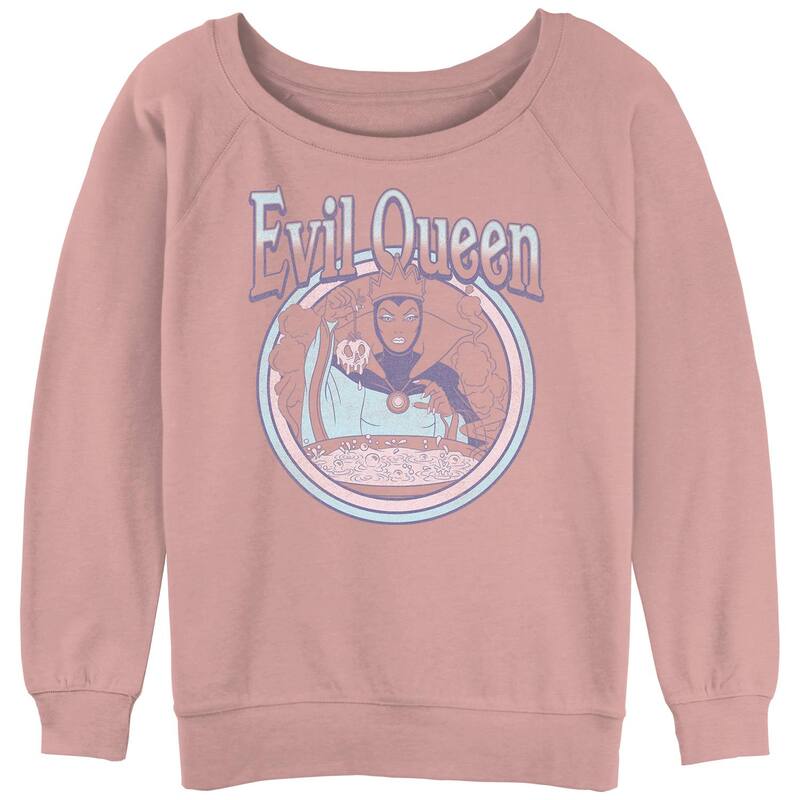 ウォルトディズニー レディース トップス プルオーバー パイル Disney Snowhitevil Queen Juniors\u0027 Slouchy Terry Desert Pink サクラ色