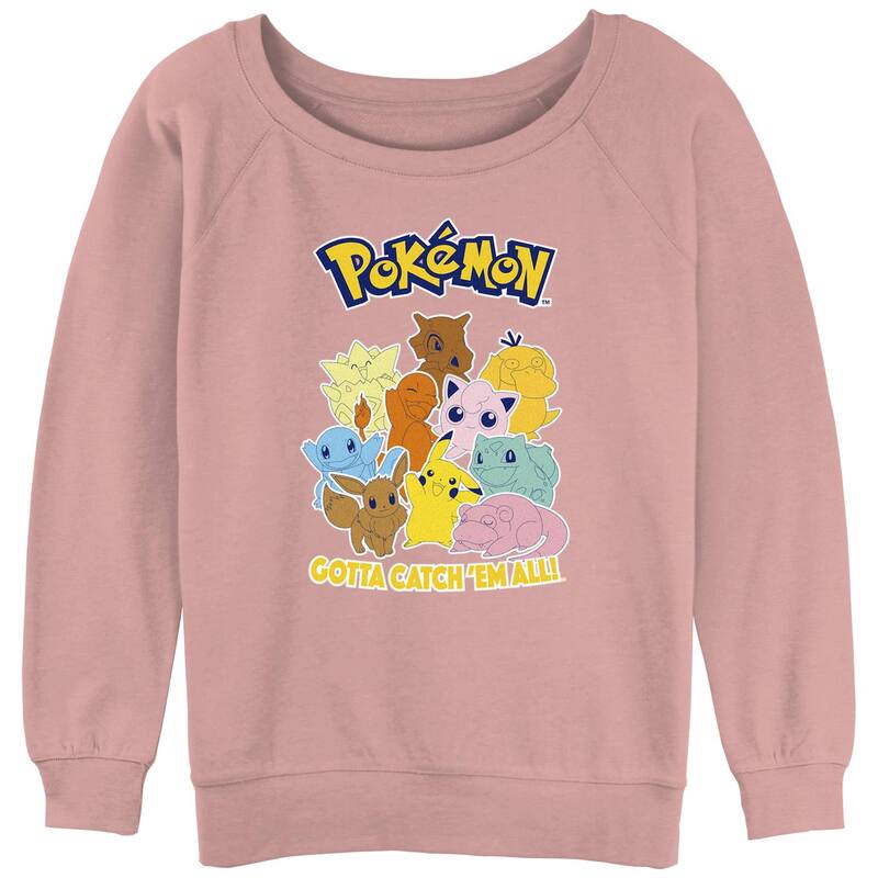 アニメキャラクター レディース アウター パーカー・スウェット パイル シャツ グラフィック Licensed Character Juniors' Pokmon Gotta Catch 'Em All Slouchy Terry Graphic Sweatshirt Desert Pink ピンク
