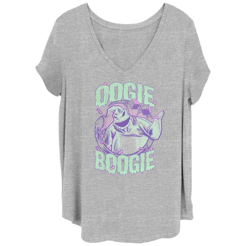 ディズニー レディース トップス Tシャツ プラスサイズ グラフィック Disney's The Nightmare Before Christmas Oogie Boogie Juniors' Plusize Graphic Tee Heather Grey グレー