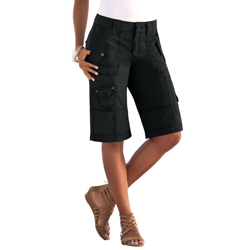 ロアマンズ レディース ボトムス ハーフパンツ・ショーツ プラスサイズ ショートパンツ Roaman's Women's Plusize Cargo Shorts Black ブラック