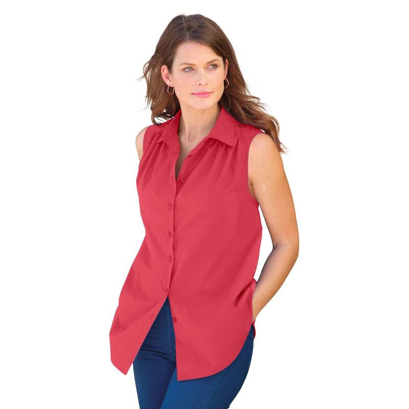 ロアマンズ レディース トップス シャツ プラスサイズ ノースリーブ Roaman's Women's Plusize Kate Sleevelesshirt Antique Strawberry