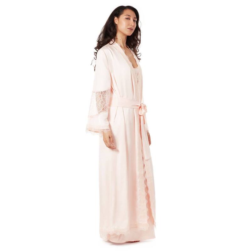 メモイ レディース アンダーお召しもの ナイト爵お召しもの スピード競技 MeMoi Women\u0027s Lace Trimmed Robe Pale Blush 毛はらい