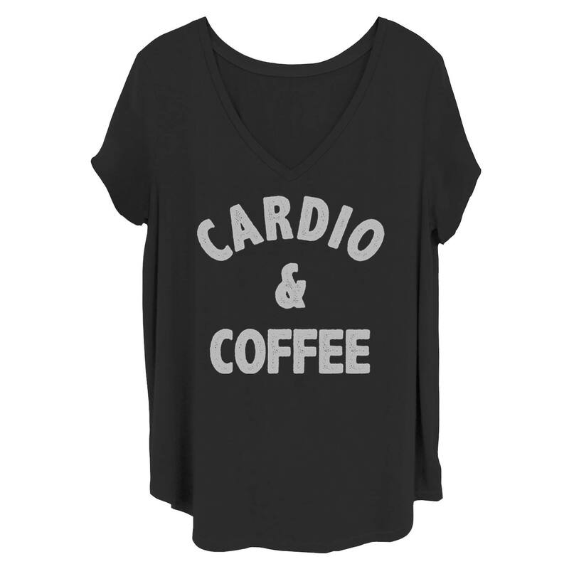 アンブランデッド レディース トップス Tシャツ Unbranded Juniors' Cardio And Coffee Running Fitness Black Textee Black ブラック