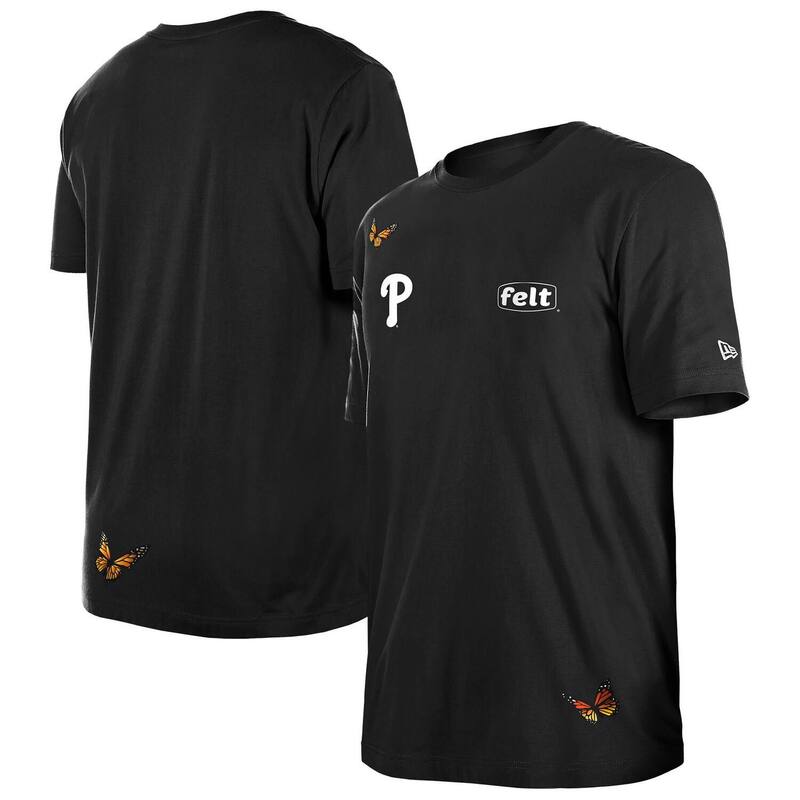 アンブランデッド メンズ トップス ティーシャツ Unbranded Men\u0027sNew Era x Felt Black Philadelphia Phillies T-Shirt Phl Black 黒いこと メンズファッション-トップス-Tシャツ・カットソー
