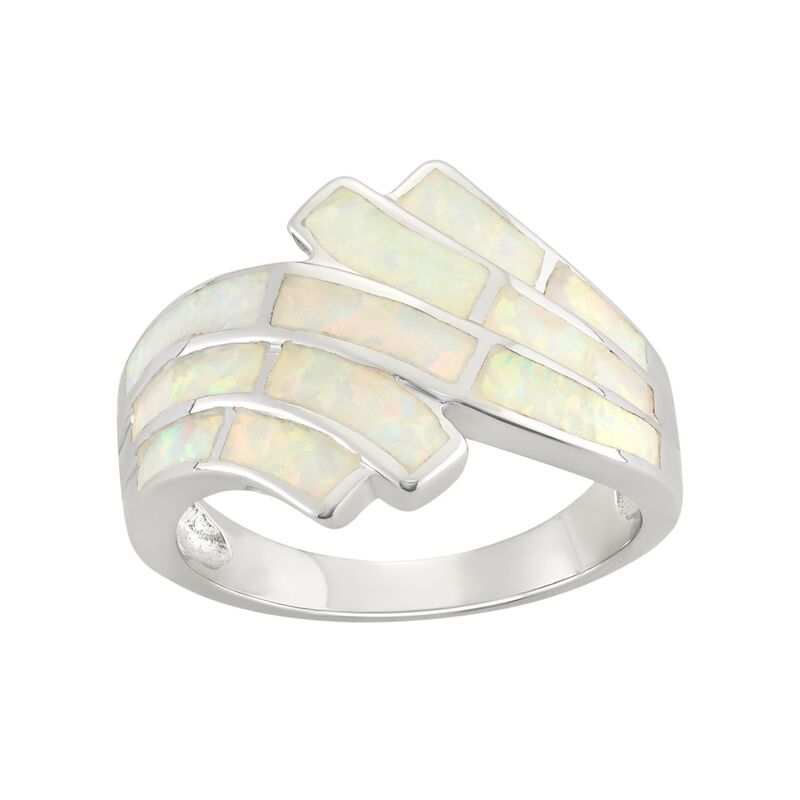 アンブランデッド レディース アクセサリー リング Unbranded Lab-Created Opal Sterling Silver Wave Bypass Ring White ホワイト