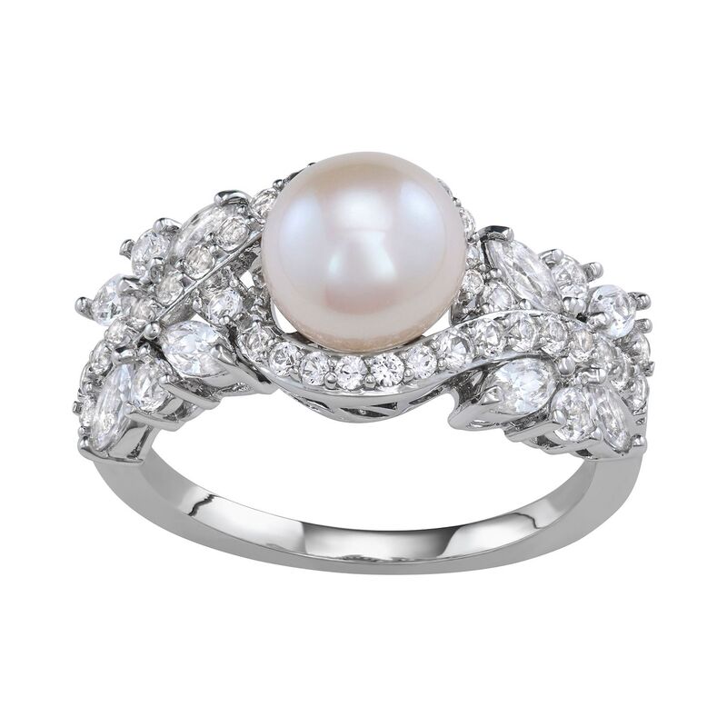 アンブランデッド レディース アクセサリー リング Unbranded Freshwater Cultured Pearl & Lab Created White Sapphire Ring Sterling ホワイト