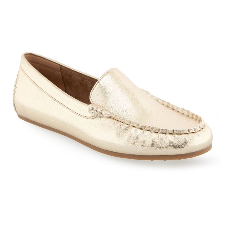 【送料無料】 エアロソールズ レディース スリッポン・ローファー シューズ Aerosoles Over Drive Women's Flats Soft Gold Pu画像