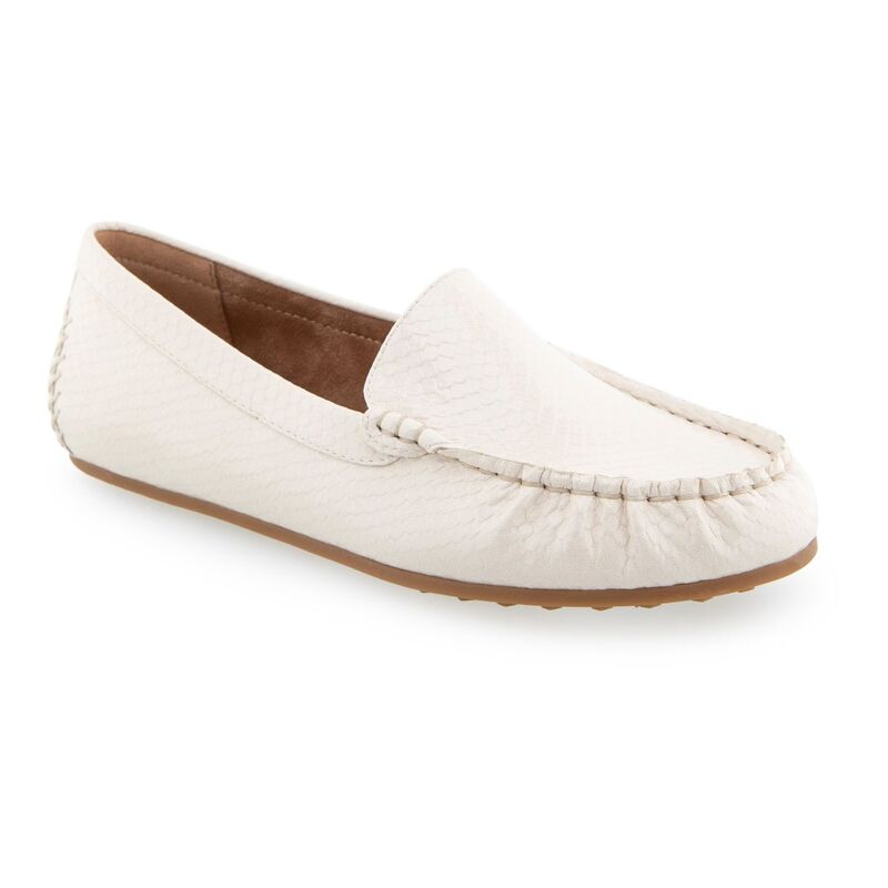 エアロソールズ レディース シューズ スリッポン・ローファー Aerosoles Over-Drive Women's Loafer Flats Eggnog Snake Patent Pu画像
