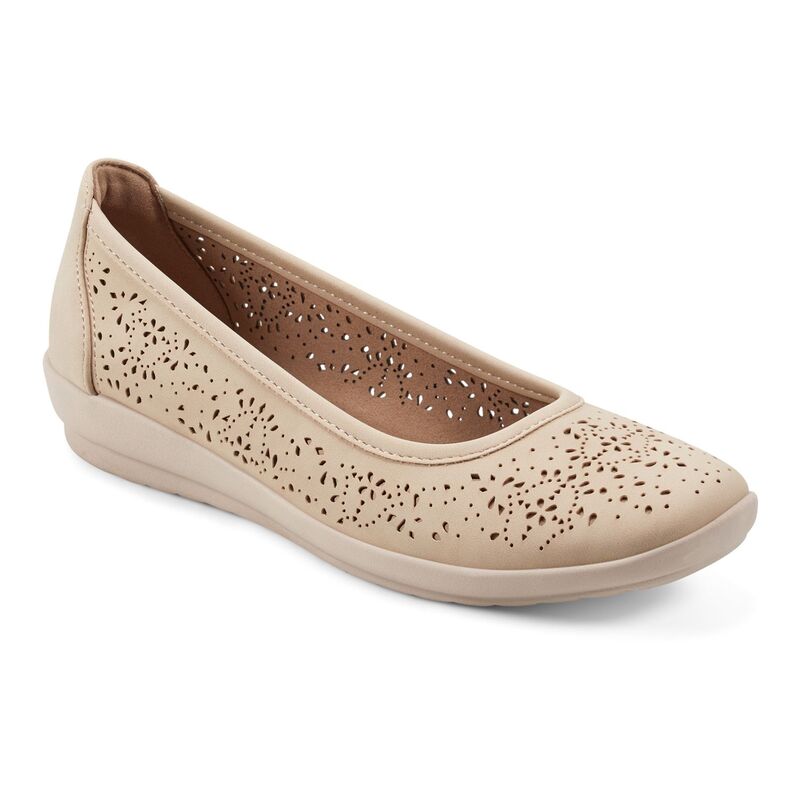 イージースピリット レディース シューズ サンダル Easy Spirit Alessia Women's Perforatedemi Wedge Flats Nude