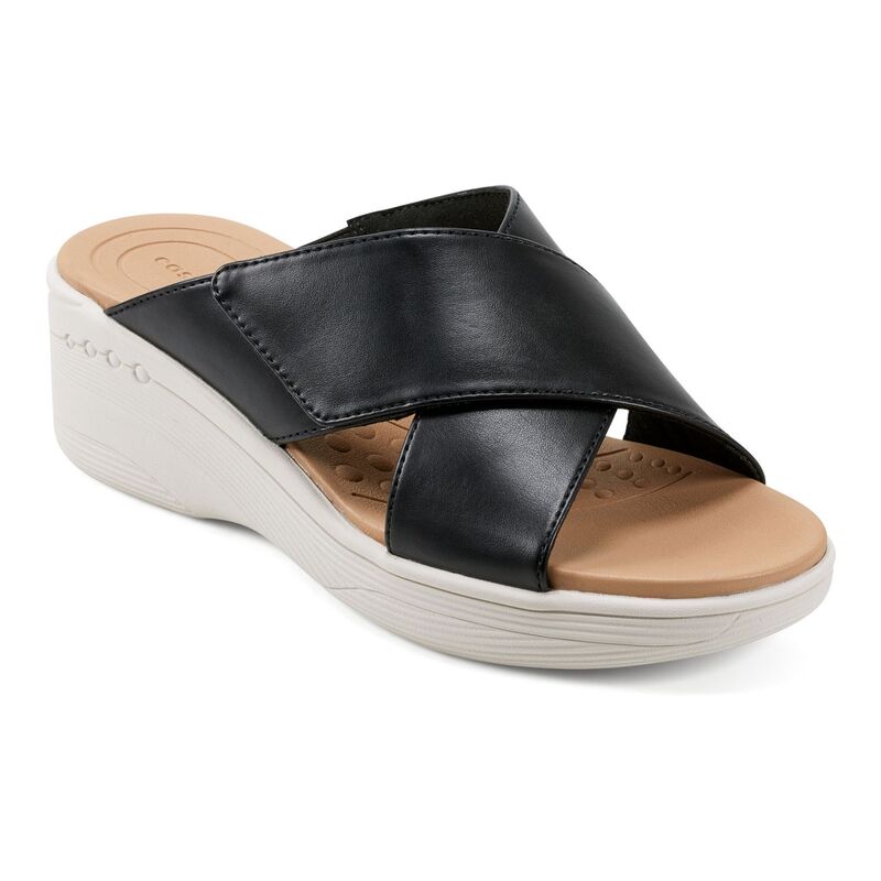 イージースピリット レディース シューズ サンダル Easy Spirit Bindie Women's X-Band Wedge Slide Sandals Black ブラック