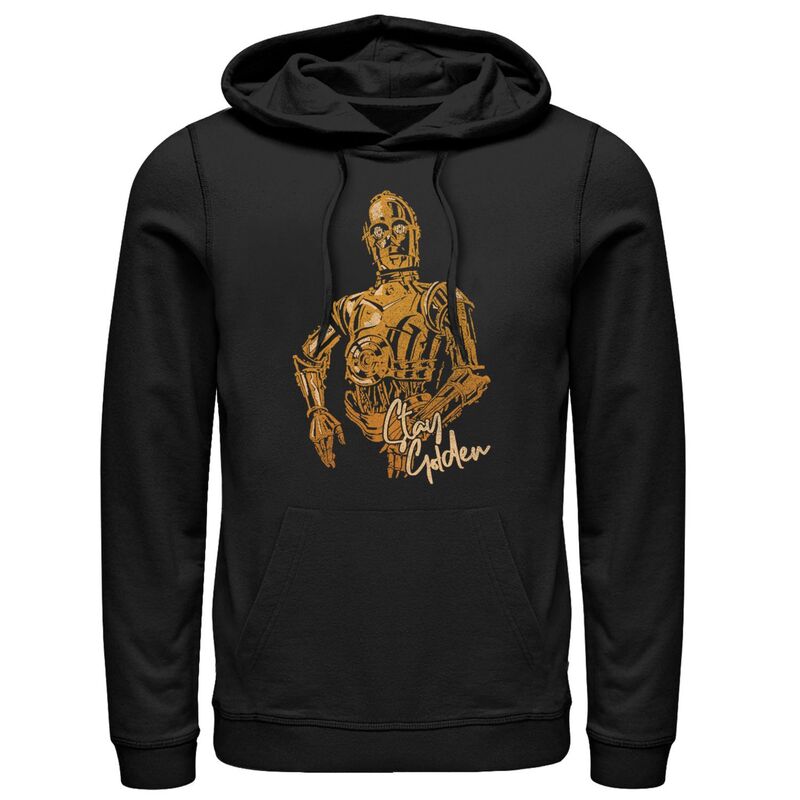 アニメキャラクター メンズ アウター パーカー・スウェット グラフィック Licensed Character Mentar Wars The Rise of Skywalker C-3PO Stay Golden Graphic Hoodie Black ブラック