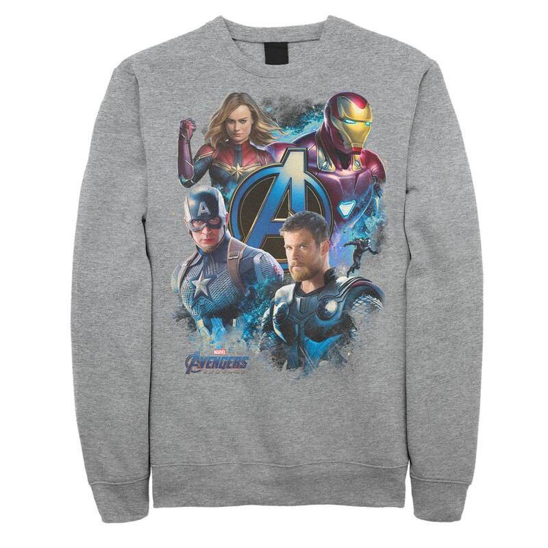 マーベル メンズ アウター パーカー・スウェット シャツ Men's Marvel Avengers Action Portrait Collage Sweatshirt Athletic Heather ヘザー｜ReVida 店