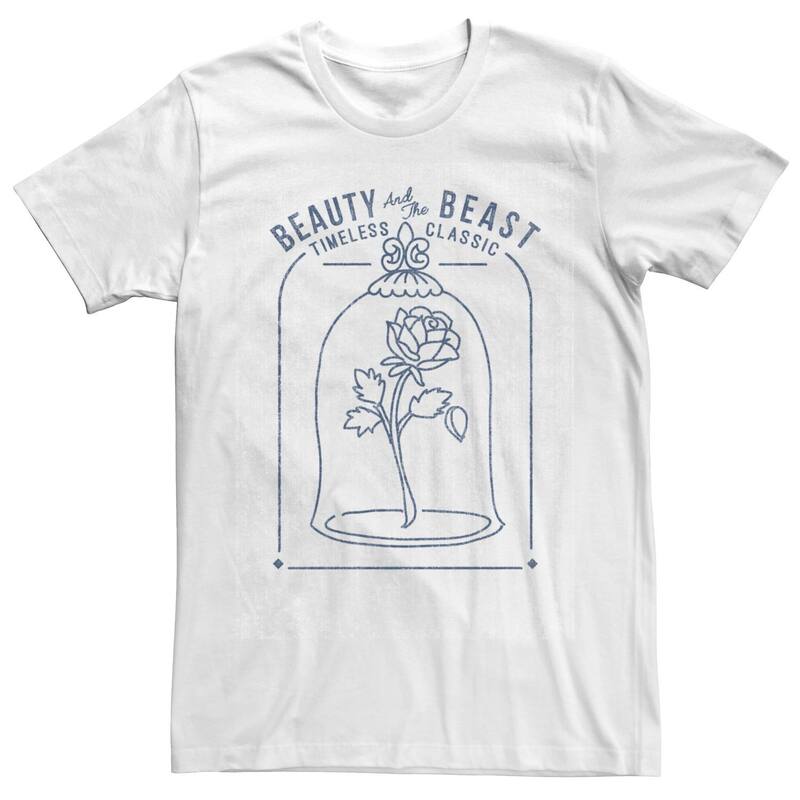 ウォルトディズニー メンズ トップス ティーシャツ Disney\u0027s Beauty \u0026 The Beast Classic Rose Glass Men\u0027s Tee White 白いこと Tシャツ・カットソー-メンズファッション