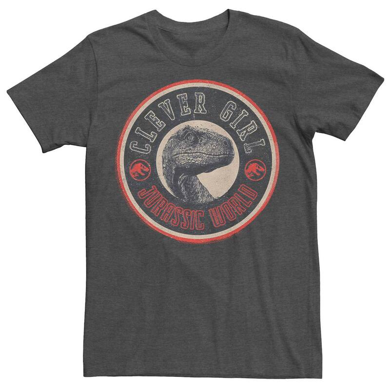 アニメ人となり メンズ トップス ティーシャツ ロゴタイプ Licensed Character Men\u0027s Jurassic World Retro Clever Girl Circle Logo Tee Charcoal Heather 暗灰色 トップス-メンズファッション