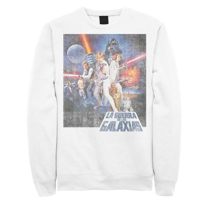 アニメキャラクター メンズ アウター パーカー・スウェット シャツ Licensed Character Men'star Wars La Guerra De Las Galaxias Faded Poster Sweatshirt White ホワイト