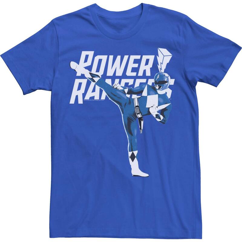 アニメ人となり メンズ トップス ティーシャツ ロゴタイプ Licensed Character Men\u0027s Powerangers Blue Ranger Action Pose Logo Tee Royal 青色 Tシャツ・カットソー-トップス-メンズファッション